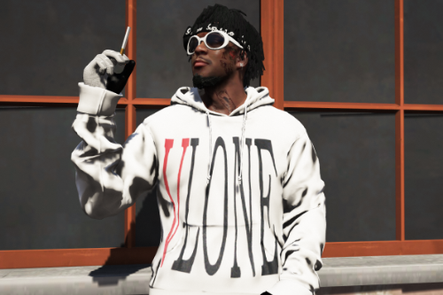 Black & White VLONE Hoodie For Franklin